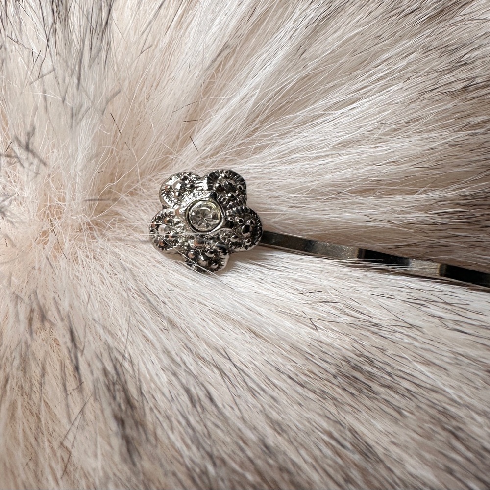 Victorian Pavé Diamond Silver Tone Hair Pin